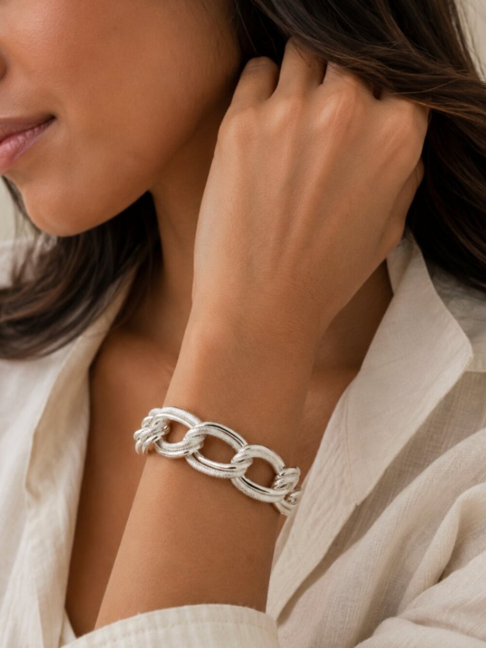 925 Sterling Silver Chunky Chain Link Toggle Bracelet Silver Statement Bracelet